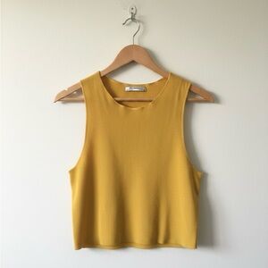 Zara Mustard Yellow Ribbed Crop Top